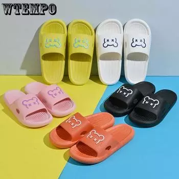 WTEMPO Brand Летние женские нескользящие домашние бесшумные мягкие модные толстые тапочки для девочек милые нескользящие банные тапочки для улицы модные тапочки 36-37 розовый