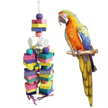 WTEMPO Building Blocks Toys For Small Medium And Large Parrots Pet Rainbow Bite String Toys Ladders