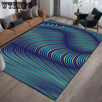 WTEMPO Carpet Color Abstract Lines Carpet Living Room Tea Table Visual 3D Dazzling Carpet Mat 60*120cm
