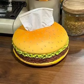 WTEMPO Creative Hamburger Shaped Tissue Box Retro Home Living Room Funny Table Decorative Ornament Tissue Holder 1pc жёлтый