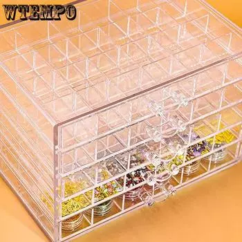 WTEMPO Desktop Earrings Necklace Multi-layer Storage Box Drawer-type Nail Drill Jewelry Finishing Box Nail Polish Glue Transparent Storage Box 1pc белый