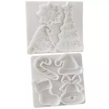 WTEMPO DIY Creative Christmas Silicone Molds Christmas Series Theme Pattern Design Molds Festival Decorations Making Molds Easy To Demold and Reusable 2pcs