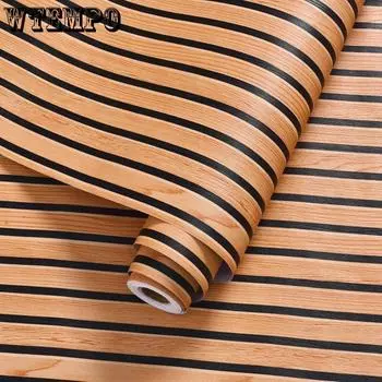 WTEMPO DIY Самоклеящиеся настенные наклейки Водонепроницаемые бытовые обои для ремонта спальни гостиной Декоративный фон Полосатые обои 1 roll серый