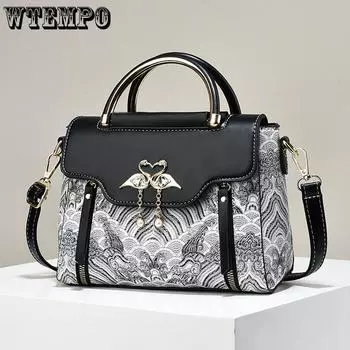 WTEMPO Embroidered Contrasting Bags Women s Handbags Cross-border Niche Versatile Single Shoulder Diagonal Cross Bags 1pc чёрный