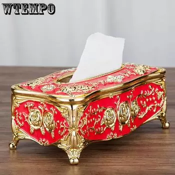 WTEMPO European-style Retro Fashion Table Storage Boxes Home Tissue Boxes High-end Napkin Boxes Creative Tissue Holders 1pc белый