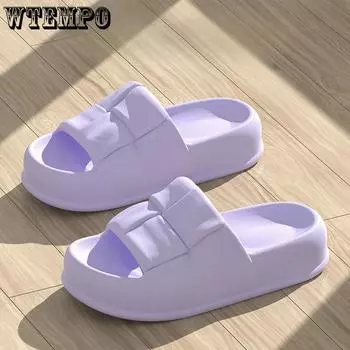 WTEMPO EVA Тапочки Женские бытовые противоскользящие однотонные тапочки на плоской подошве на мягкой подошве Удобные тапочки для ванной на толстой подошве Износостойкие тапочки, устойчивые к запаху 36-37 белый