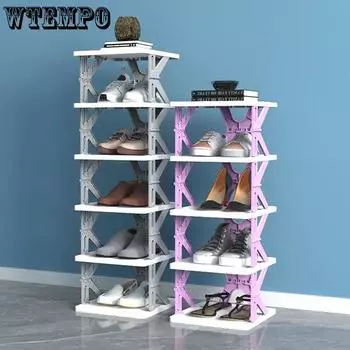 WTEMPO Free-installation Multi-layer Shoe Racks Home Foldable Simple Indoor Storage Racks Multi-functional Space-saving Shoe Racks 4-layer серый