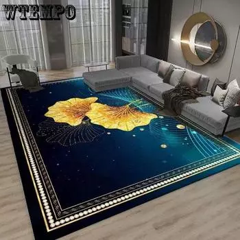 WTEMPO Gold 3D Carpets Rug for Living Room Bedroom Flannel Area Rug Kitchen Rugs Home Decor 80*120cm