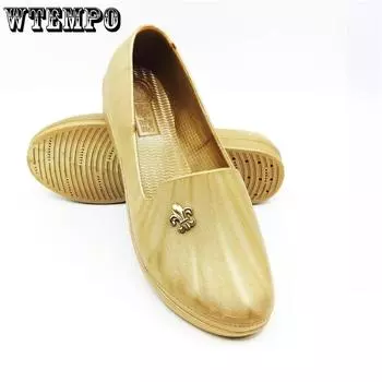WTEMPO Хаки плоский толстый каблук нескользящие повседневные рабочие туфли женские весна лето большой размер однотонные одинарные туфли 36 хаки