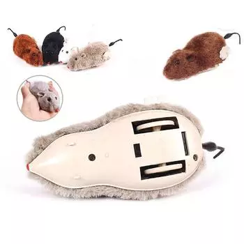 WTEMPO hot Creative Funny Clockwork Spring Power Plush Mouse Toy Cat Dog Playing Toy Mechanical Motio