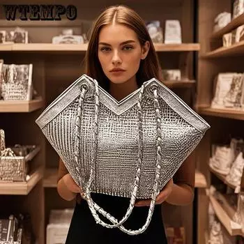 WTEMPO Элегантные Мягкие Сумки На Одно Плечо Большой Вместимости Женские Повседневные Универсальные Сумки Для Покупок Через Плечо 1pc чёрный