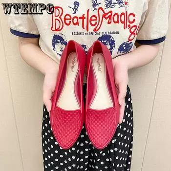 WTEMPO Jelly Shoes Women Spring Summer Soft Sole Pro Slip Plastic Beach Sandals Waterproof Large Size Work Shoes 36 чёрный