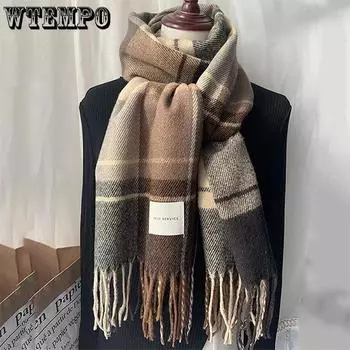 WTEMPO Кашемировый женский шарф весна осень зима клетчатая опера накидка палантин женский палантин бандана шарфы платок 45*180cm синий