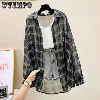 WTEMPO клетчатые фланелевые рубашки для женщин, рубашки в клетку цвета буйвола, повседневная блузка на пуговицах с длинными рукавами и длинными рукавами, топ M чёрный