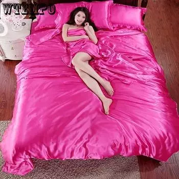 WTEMPO комплект постельного белья из 100% чистого атласа и шелка, пододеяльник, модный пододеяльник с зелеными листьями, комплект постельного белья Twin 3pcs белый