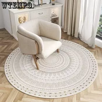 WTEMPO Круглый бытовой ковер для гостиной, напольный коврик для комнаты, устойчивый к грязи, в марокканском этническом стиле 80 * 80cm
