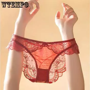 WTEMPO кружевное сексуальное нижнее белье женское плюс красное нижнее белье средняя талия чистое сексуальное бесследное нижнее белье для девочек S белый