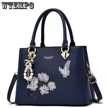 WTEMPO Ladies Faux Leather Handbags Large Capacity Versatile All Seasons Single Shoulder Solid Color Crossbody Bags 1pc чёрный