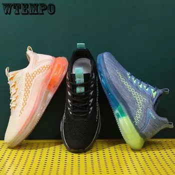 WTEMPO Летние кроссовки большого размера. Мужская дышащая сетчатая дышащая уличная спортивная обувь. Нескользящая повседневная обувь с мягкой подошвой. Кроссовки на воздушной подушке. 39 чёрный