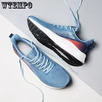 WTEMPO Летние кроссовки Мужские легкие сетчатые дышащие спортивные туфли с мягкой подошвой Нескользящие повседневные туфли Амортизирующие кроссовки 39 синий