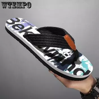 WTEMPO/летние мужские шлепанцы, повседневные шлепанцы с толстой подошвой и мягкой подошвой, домашние нескользящие тапочки, пляжная обувь 39