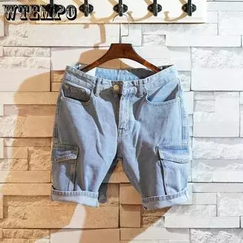 WTEMPO летние мужские шорты, свободные модные джинсовые шорты, повседневные шорты, широкие шорты, уличные пляжные брюки, костюм, шорты