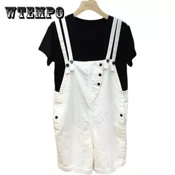 WTEMPO летний джинсовый комбинезон, женские джинсы, длинные комбинезоны, брюки, карманы на молнии, регулируемые комбинезоны без рукавов, джинсы XXL красный