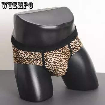 WTEMPO Men s Low Waisted Triangle Pants Adult Sexy Leopard Print Flat Angle Underwear M