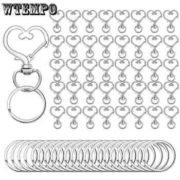 WTEMPO Metal Heart-shaped Lobster Key Chains Handicrafts Making Supplies Creative DIY Gifts Accessories Perfect for Birthday, Wedding and More! 22pcs серебряный