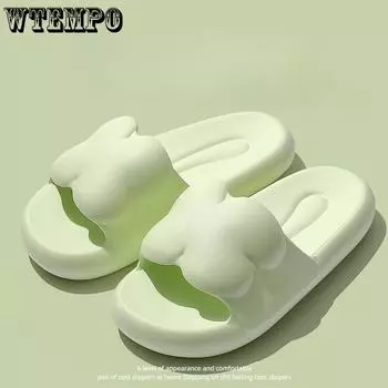 WTEMPO милые женские тапочки на мягкой подошве, домашние тапочки на плоском каблуке и толстой подошве, однотонные нескользящие нескользящие тапочки из ЭВА для ванной комнаты, удобные и повседневные пляжные тапочки 36-37 зелёный