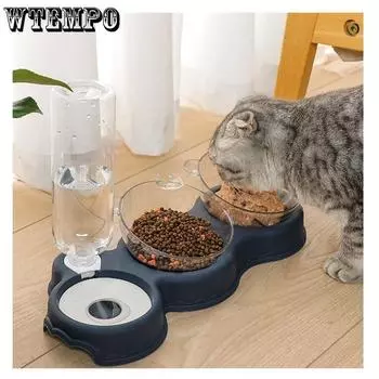 WTEMPO миска для кошек, автоматическая кормушка для собак, кошек, миска для еды, контейнер для питья, приподнятая подставка, миска для поения, кормушка для домашних животных, товары для домашних животных 500ML белый