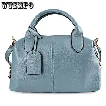 WTEMPO модные однотонные женские кожаные сумки на молнии большой емкости женские сумки повседневные сумки на плечо для покупок 33.00 x 11.50 x 23.50 cm чёрный