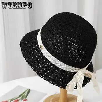 WTEMPO Модные солнцезащитные шляпы с открытыми полями для лета, классные весенние складные шляпы с бантом для женщин 1pc хаки
