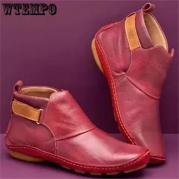 WTEMPO модные женские ботинки на плоской подошве, непромокаемые ботильоны, женская удобная обувь, зимние нескользящие ботинки, женская повседневная обувь 35 красный