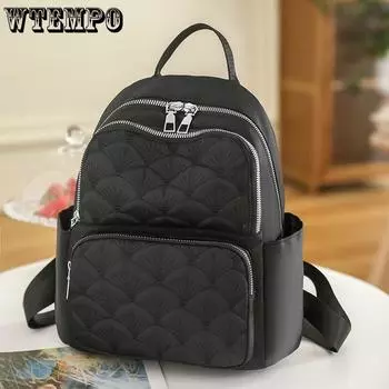 WTEMPO Модный женский рюкзак, студенческий рюкзак, ромбическая вышивка, дорожная школьная сумка, трендовые сумки, женская сумка с двойной спинкой 28*13*30cm чёрный