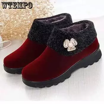 WTEMPO Mom, однотонная нескользящая мягкая обувь большого размера, женские повседневные осенне-зимние теплые плюшевые слипоны 35 красный