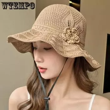 WTEMPO моющиеся женские однотонные повседневные шляпы от солнца с цветочным узором, универсальные солнцезащитные шляпы для путешествий на открытом воздухе One Size хаки
