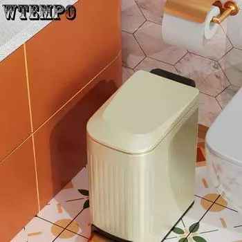 WTEMPO мусорный бак из нержавеющей стали, домашний мусорный бак для ванной комнаты, кухни, гостиной, большой емкости, умный мусорный бак 6.8L серый