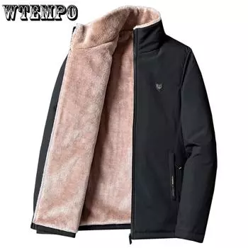 WTEMPO Мужская зимняя повседневная классическая теплая толстая флисовая парка Куртки мужские осенние модные карманы ветрозащитная парка большого размера M серый