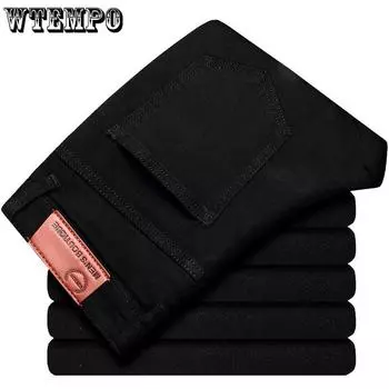 WTEMPO Мужские джинсы, летние тонкие однотонные свободные эластичные узкие джинсы, простые прямые брюки, повседневные мужские брюки на открытом воздухе 27