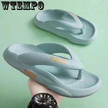 WTEMPO мужские и женские весенне-летние домашние тапочки большого размера, однотонные тапочки на мягкой подошве для пар, пляжные шлепанцы 44-45 зелёный