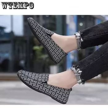 WTEMPO/мужские туфли на плоской подошве из старой пекинской ткани, парусиновая обувь без шнуровки, нескользящие повседневные спортивные кроссовки, рабочая обувь для ленивых 45 белый