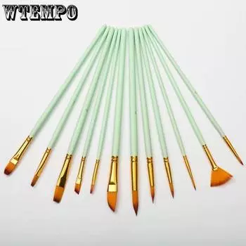 WTEMPO Набор из 12 кистей для рисования, художественные кисти для акриловой живописи, масляной живописи, акварельной живописи, Хэллоуина, Рождества, товаров для рукоделия 12pcs синий