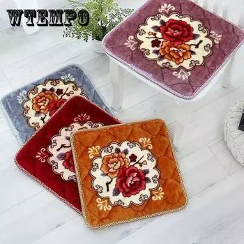 WTEMPO Нескользящая плюшевая подушка, утолщенная комнатная подушка для стула с цветочным узором, мягкая теплая офисная подушка 40*40cm