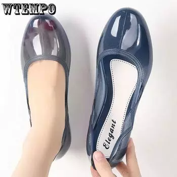 WTEMPO Нескользящие пластиковые толстые средние каблуки прозрачные удобные сандалии женские весна лето повседневные простые одинарные туфли 36