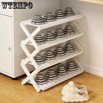 WTEMPO No Installation Required Folding Shoe Rack Dust-proof Simple Door Household Floor-standing Multi-layer Small Dormitory Storage Rack 3-layer белый