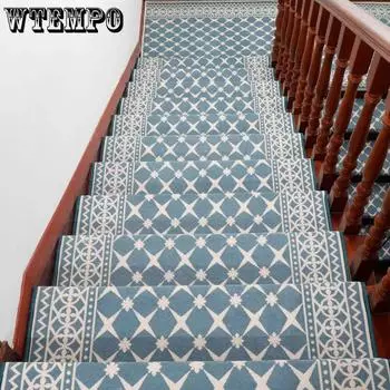WTEMPO Non-adhesive Self-adhesive Non-slip Stair Mat Solid Household Step Pad Vintage European Style Stair Carpet 26*65cm красный