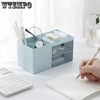 WTEMPO Nordic Ins Настольный держатель для карандашей, гибкий ящик для хранения, офисный домашний шкаф для хранения, сортировочная коробка для канцелярских принадлежностей 17.6*9.2*9.2cm синий