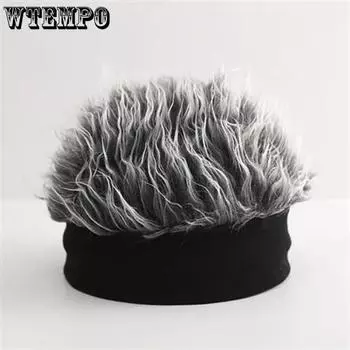 WTEMPO однотонные лоскутные парики в стиле хип-хоп, шляпы с интегрированным допамином, повседневные шляпы, мужские милые забавные шапки One Size чёрный