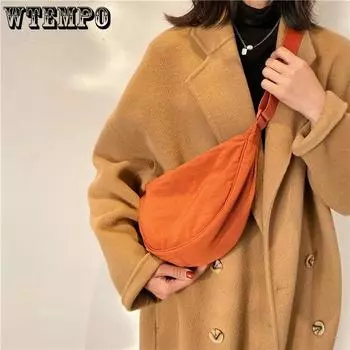 WTEMPO однотонные простые повседневные женские сумки через плечо студенческие нейлоновые универсальные ретро сумки на одно плечо 28*10*17cm красный